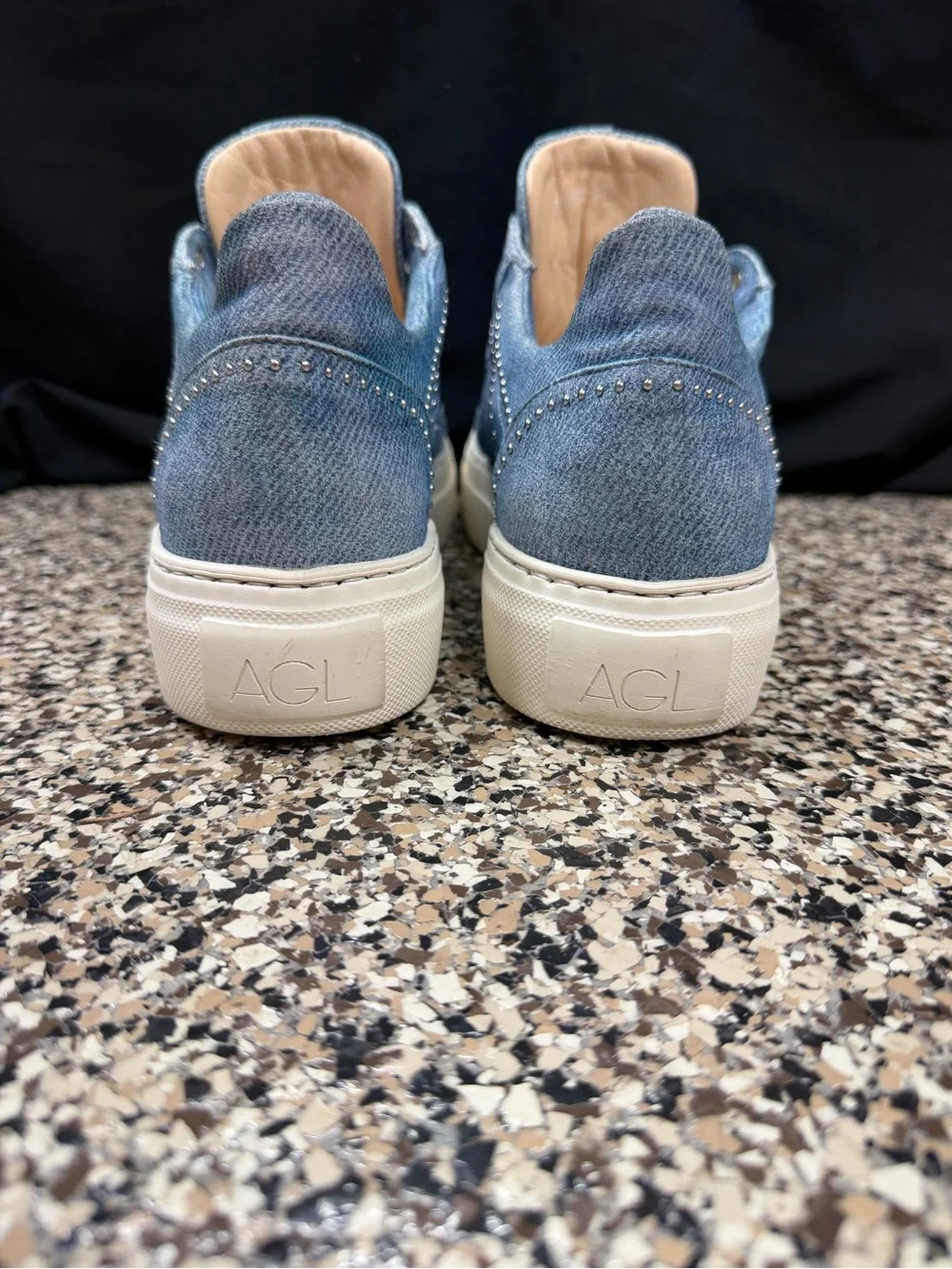 AGL Blue Denim Platform Sneakers with Micro Studded Detailing Brand New!!!